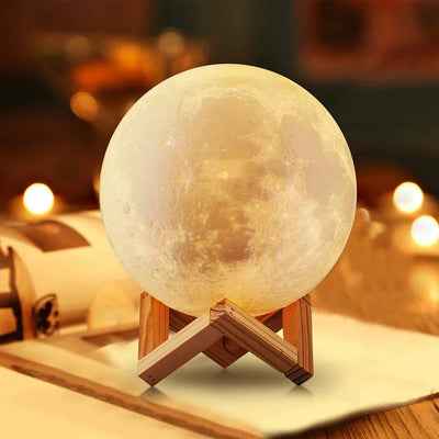 (DEMO) D5 Starry Moon Lamp 8Cm - LED Night Light with Stand
